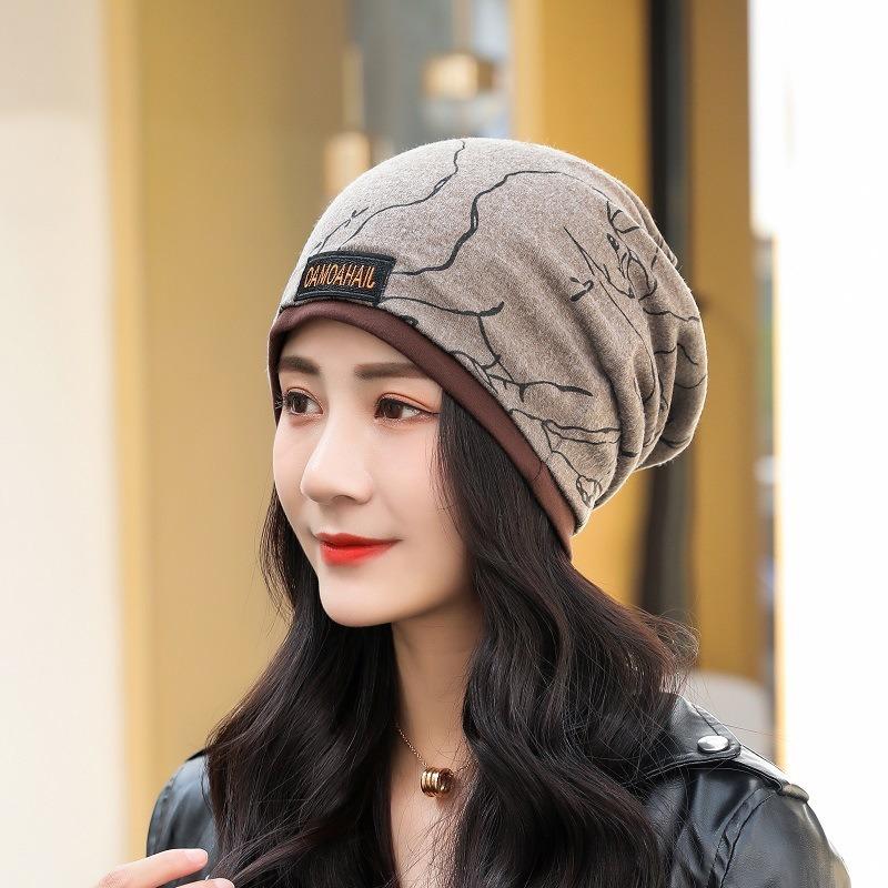 Fashionable Printed Crochet Hat Autumn Winter Warmth Comfort Women's Headscarf Postpartum Hat