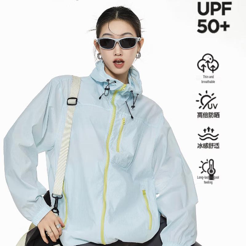ICH MODE Женская легкая куртка с капюшоном, colorblock, защита от солнца, UPF50+ L