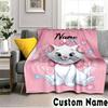 Custom Name Elegant white cat Blanket Bedding Blanket Picnic Blanket for Women Men, Throw Blankets for Couch Bed, Christmas and Halloween gifts