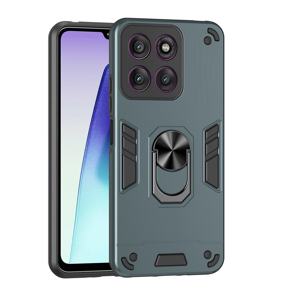 KEYSION Shockproof Armor Case for Motorola Edge 60 Pro 5G Silicone+PC Metal Ring Stand Phone Back Cover for Edge 60 S 60 Fusion