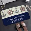 Nautical Anchor Welcome On Board Doormat Anchor Print Non-Slip Entryway Rug Coastal Boat Themed Floor Mat for Front Door