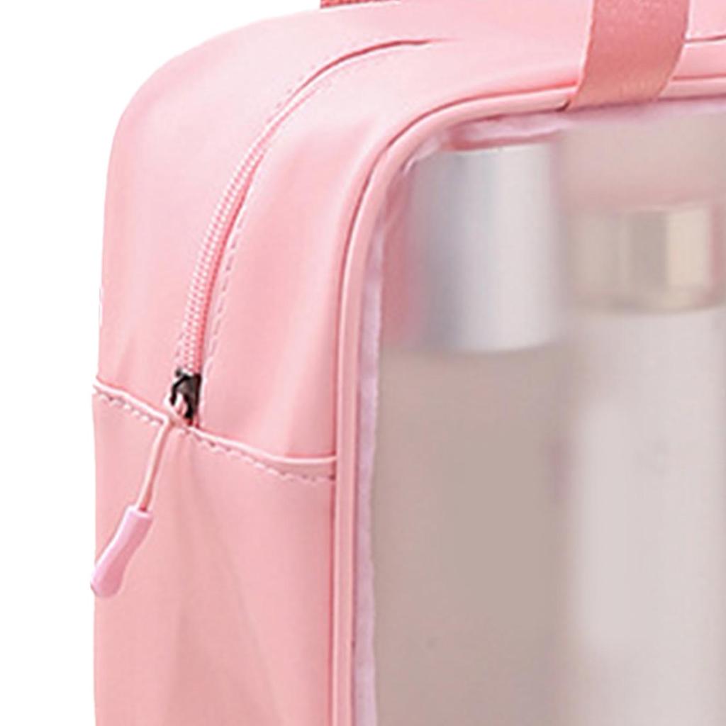 Cosmetic Bag PU PVC Clear Cartoon Pattern Handheld Waterproof L Size Makeup Bag for Swimming Toiletry Pink