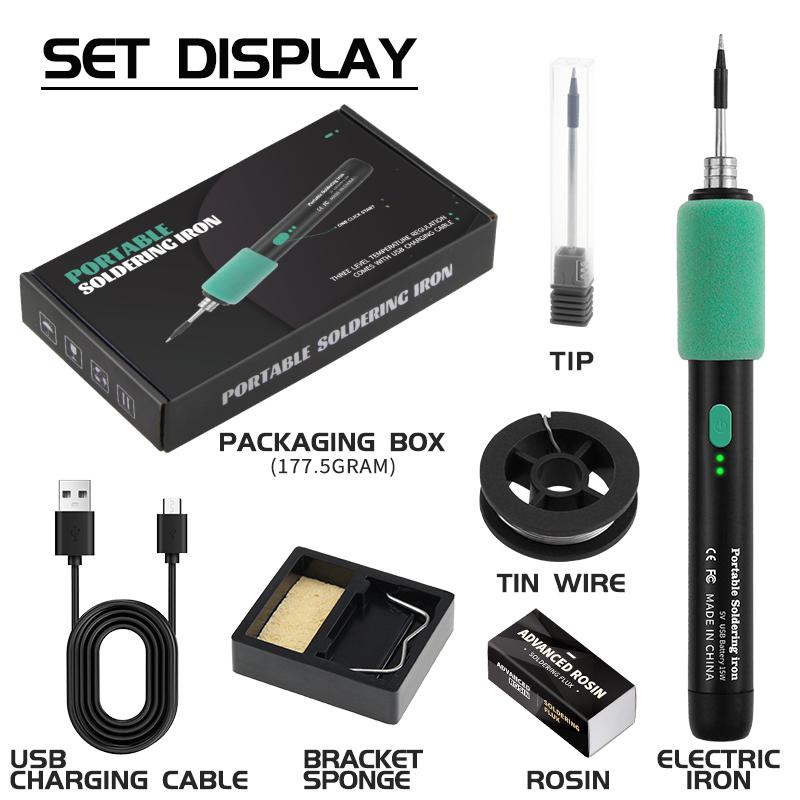 15W 5V Radio Soldering Iron Kit DIY Soldering Tool Pen Handy Soldering Repair Tool Set for Home and Outdoors Fast Rechargeable