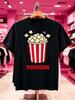 1pc Men'S Mardi Gras Popcorn Graphic T-Shirt Funny Novelty Suitable for Wear Round Neck Casual Tee with Popcorn Print Ma