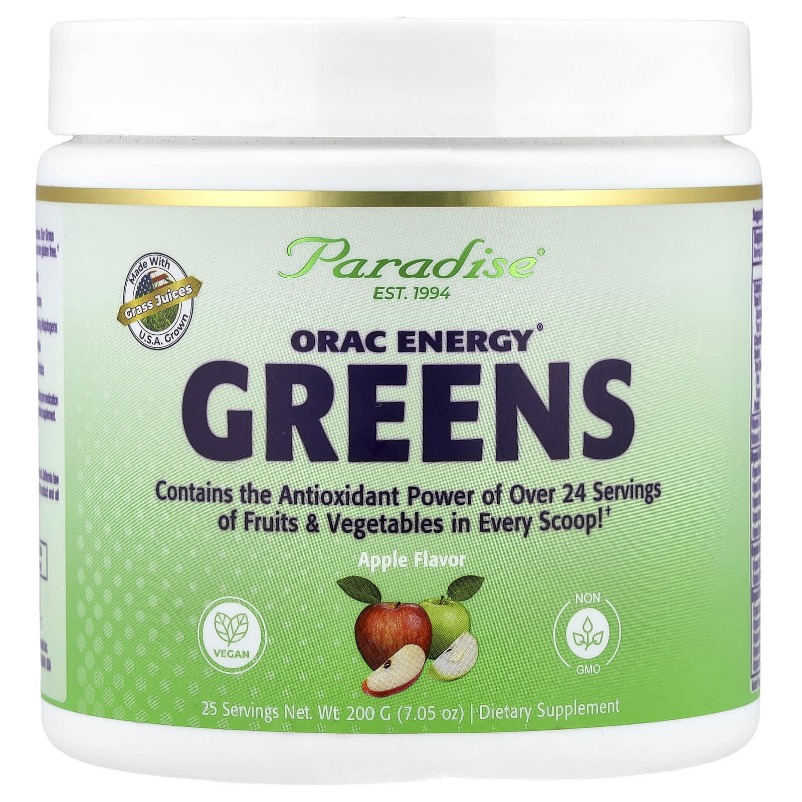 

Paradise Herbs, ORAC Energy® Greens, Apple, 200g (7.05oz)