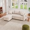 Sofa bed with sleep function, L-shaped sofa, chaise longue with storage space, with pocket storage, left and right interchangeable. Beige.