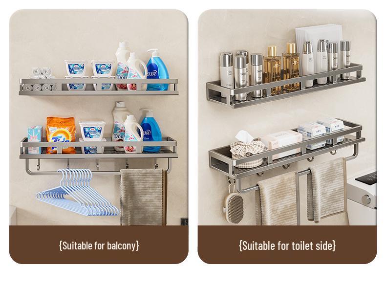 Wall-Mounted No-Drill Bathroom Storage & Vanity Rack