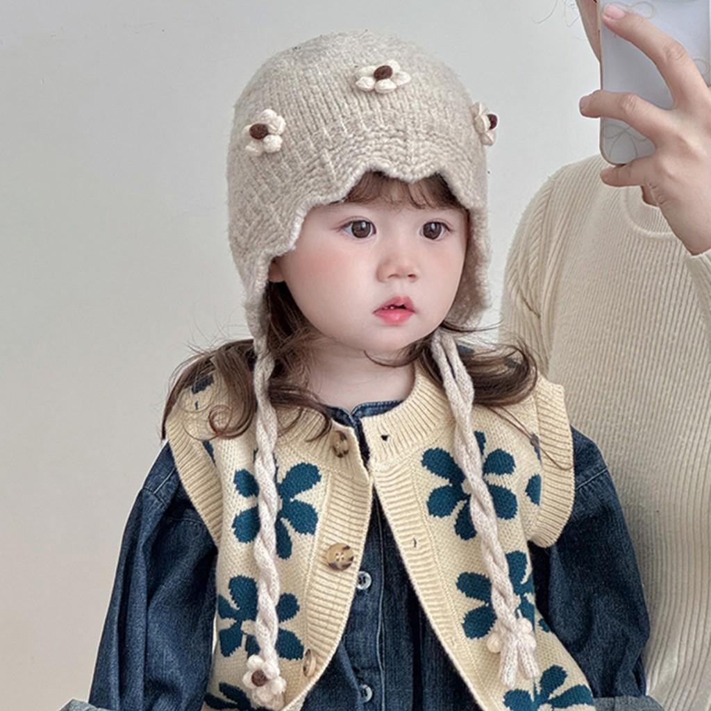 Kids Knit Winter Hat With Ears For Toddlers Girls Warm Windproof Beanie 45-49cm бежевый