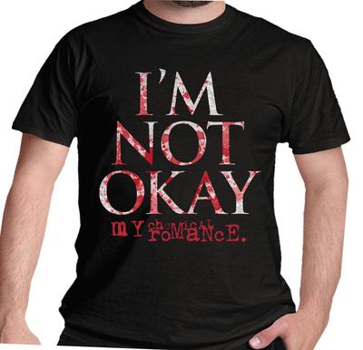 My Chemical Romance T-Shirt Not Okay Schwarz Pop Punk Offiziell Neu