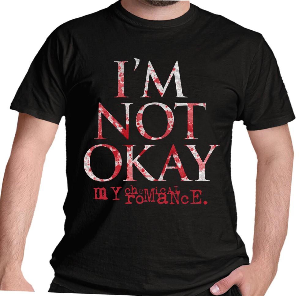 

My Chemical Romance T Shirt Not Okay Black Pop Punk Official New XL