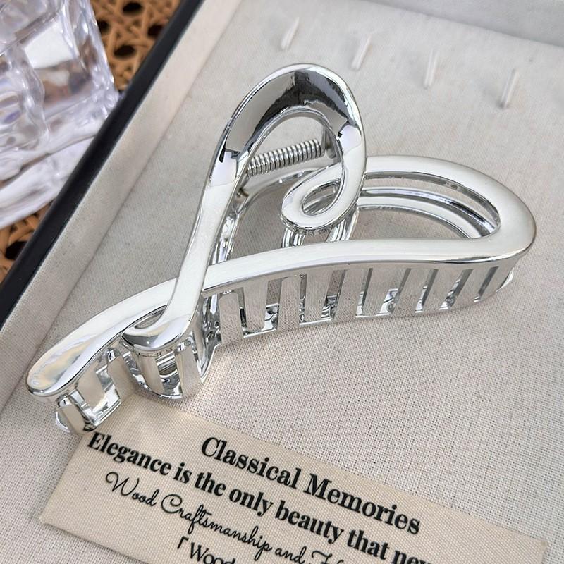 Elegant Silver Imitation Metal Hair Clip Women's Shark Clamp High-End Hair Accessories Stylish Hair Grips for Ladies