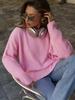 Spring Fashion Round Neck Loose Sweater Knitted Top For Women