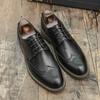 Handmade Mens Wingtip Oxford Shoes Grey Leather Brogue Men's Dress Shoes Classic Business Formal Shoes for Men