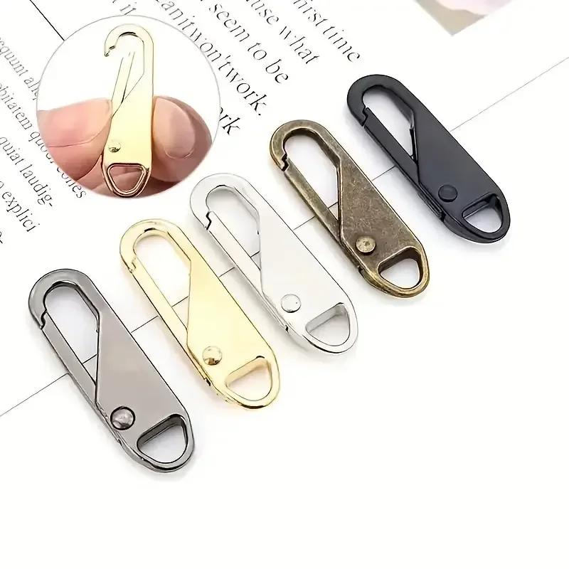 5 Pieces Zipper Pull Replacement Zipper Repair Kit Zipper Slider Pull Tab Universal Zipper Fixer Metal Zipper Head
