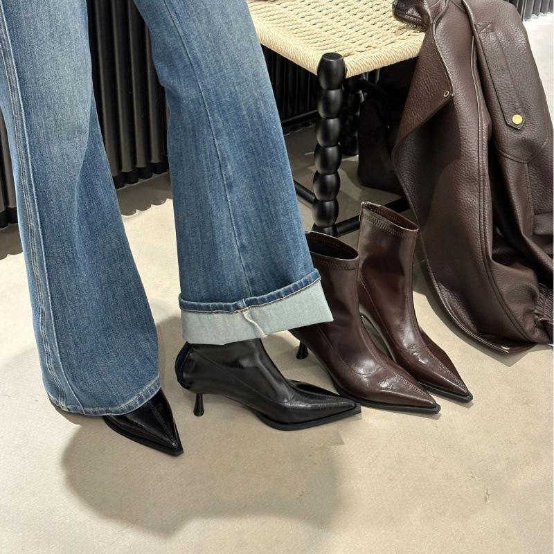 Thin Heel Thin Boots Women's 2025 Autumn and Winter New Fashion Versatile Pointed Short Boots Temperament High Heel Black Brown
