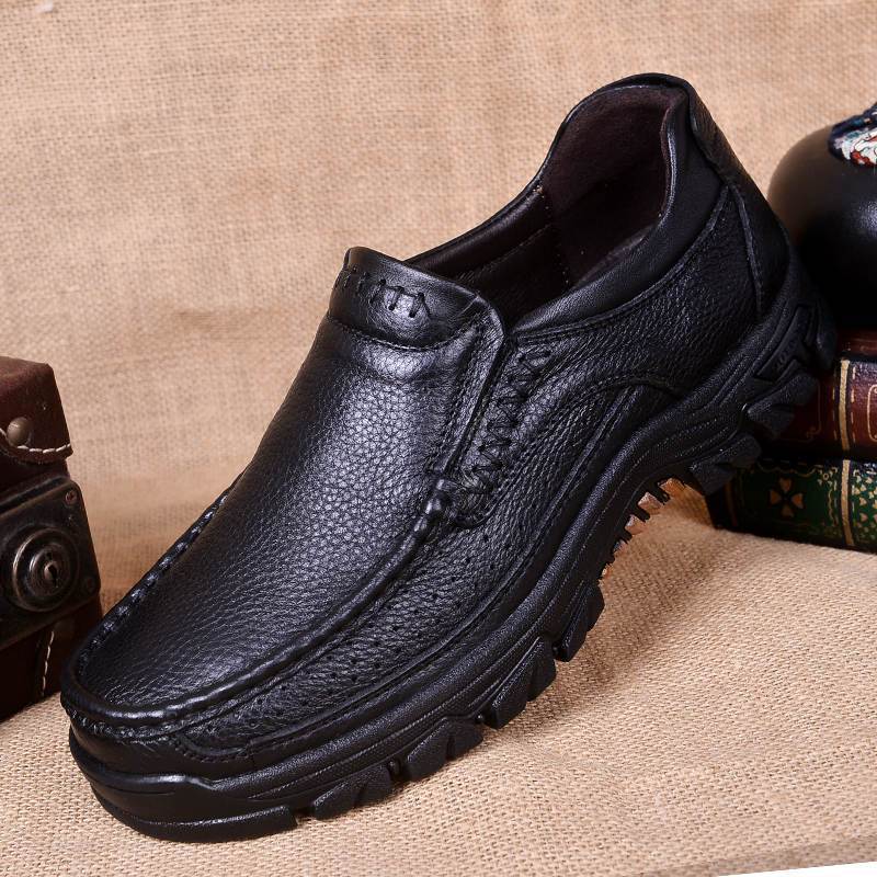 

Men s shoes business casual leather shoes men s soft-soled non-slip thick-soled dad shoes versatile middle-aged and elderly large-size shoes 38