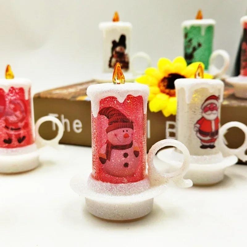 Random Style Christmas Small Night Lights LED Electronic Candles Snowman Lights Christmas Desktop Decorations