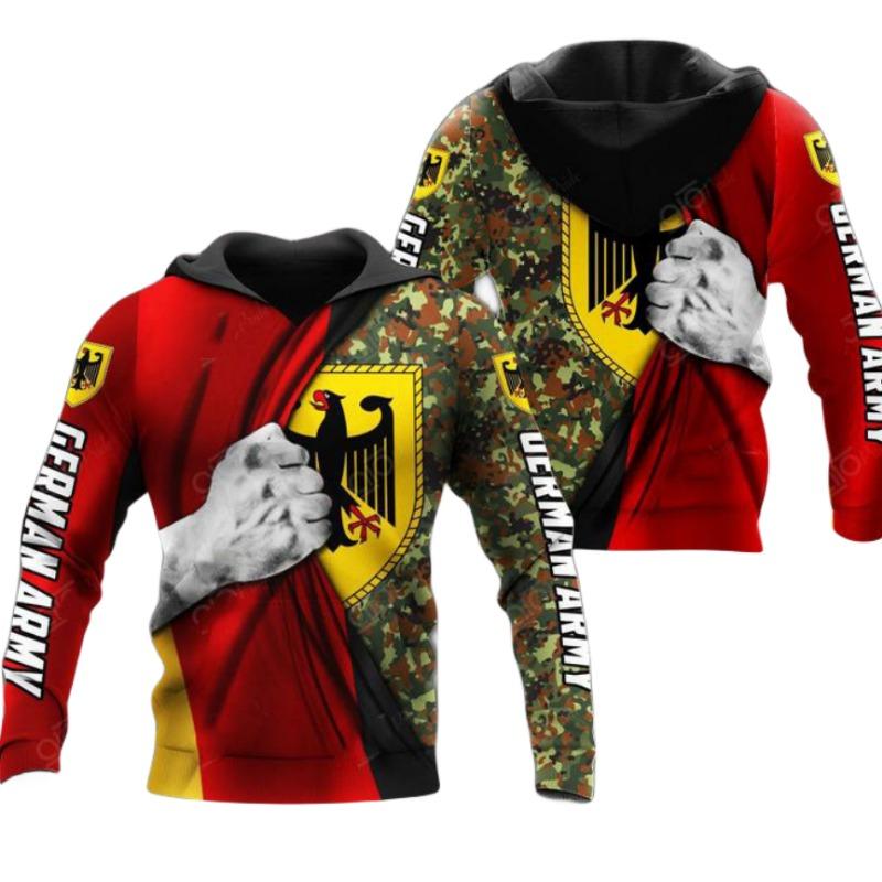 German Camouflage 3D Printed Hoodie Free Custom Name Men Pullover Autumn Fashion Sweatshirt Flag Pattern Loose Tops
