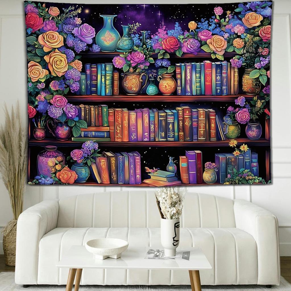 Forest Galaxy Tapestry For Bedroom Ceiling Starry Night Sky With Moon And Trees,Blue Aesthetic Wall Hanging,Milky Way Landscape
