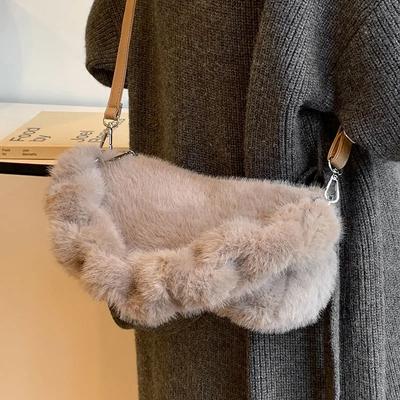 Herfst en winter niche design draagbare forenzen dames tas nieuwe high-end pluche veelzijdige schouder okseltas