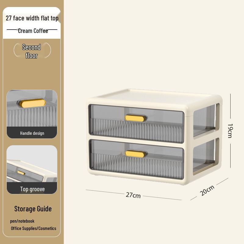 Multi-layer Desktop Organizer: Drawer-Type Storage Box for Office Supplies, Stationery, and Cosmetics
