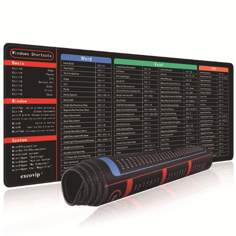 Extra-Large Non-Slip English Key Mouse Pad - Stain-Resistant & Thick for Office Desks