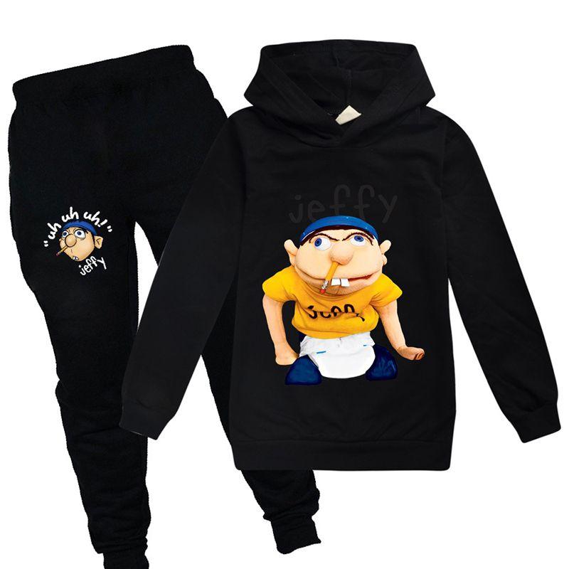 Jeffy Puppet Hoodies voor kinderen, casual trainingspakken voor lente en herfst, met heldere digitale print en verfijnde stiksels.