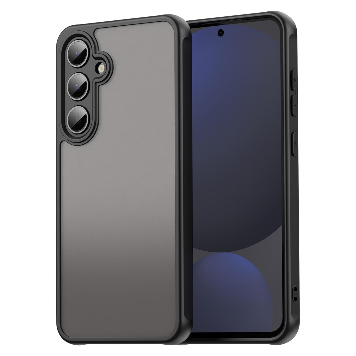 

For Samsung Galaxy S24 FE Case Drop Proof Airbags Frosted Translucent PC+TPU Phone Back Cover Black