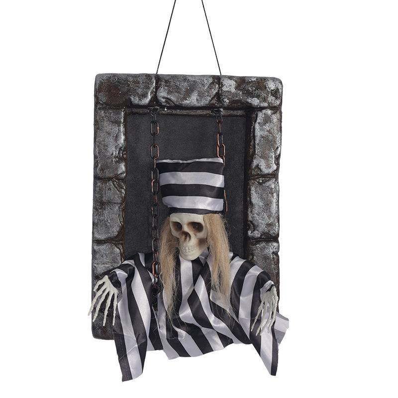 Halloween Tombstone Skeleton Hanging Decor Glowing Sound Terrifying Horror Pumpkin Ghost Haunted House Halloween Decoration