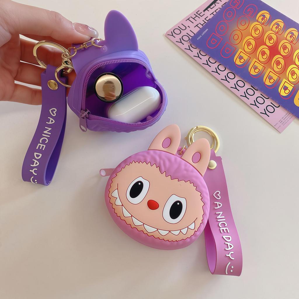 Kreskówkowy Portfelik na Monety Labubu z Silikonu - Uroczy Breloczek i Torba do Przechowywania dla Dzieci, Uchwyt na Karty