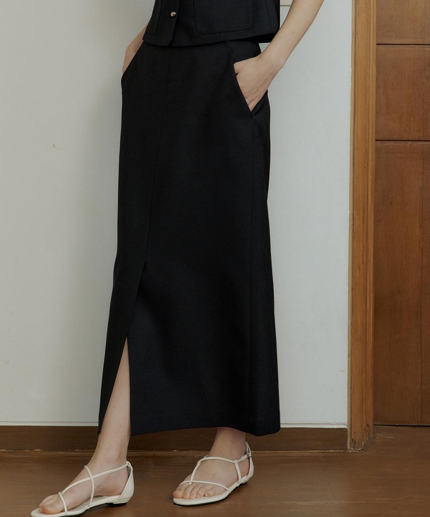 Otte Front Slit Classic Maxi Skirts_2Color