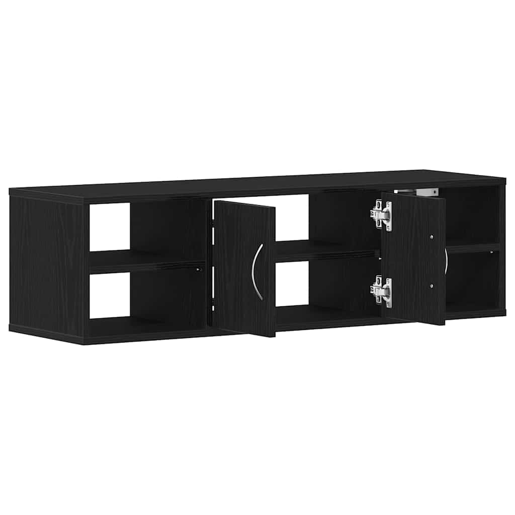 Wall Mounted Shelf In Black Oak Effect 102 X 30 X 29 Cm Engineered Wood