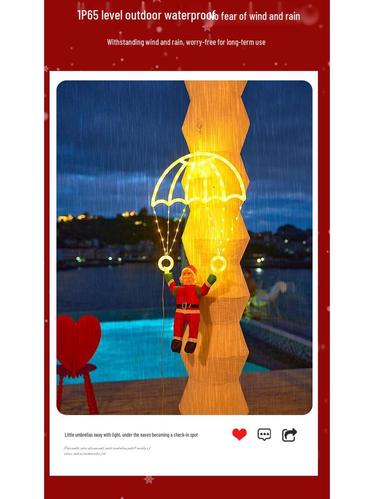 Santa Parachute LED Christmas Window Ornaments
