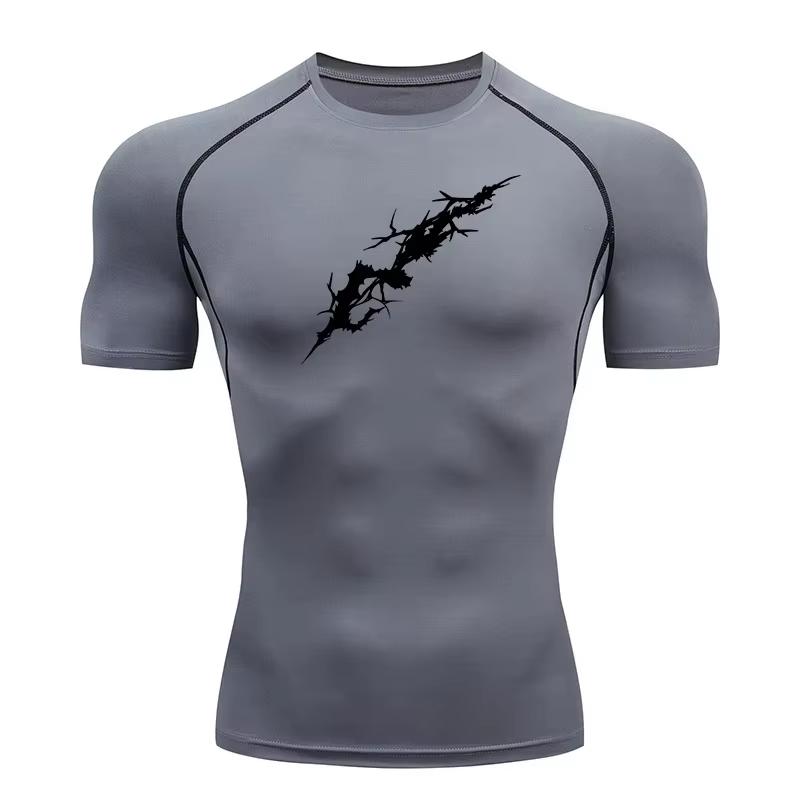 Men's Tight Fitting Suitable for Gym Training and Running Quick Drying  Sweat-Absorbent Sports Long and Short Sleeve High Elasticity Tee Top