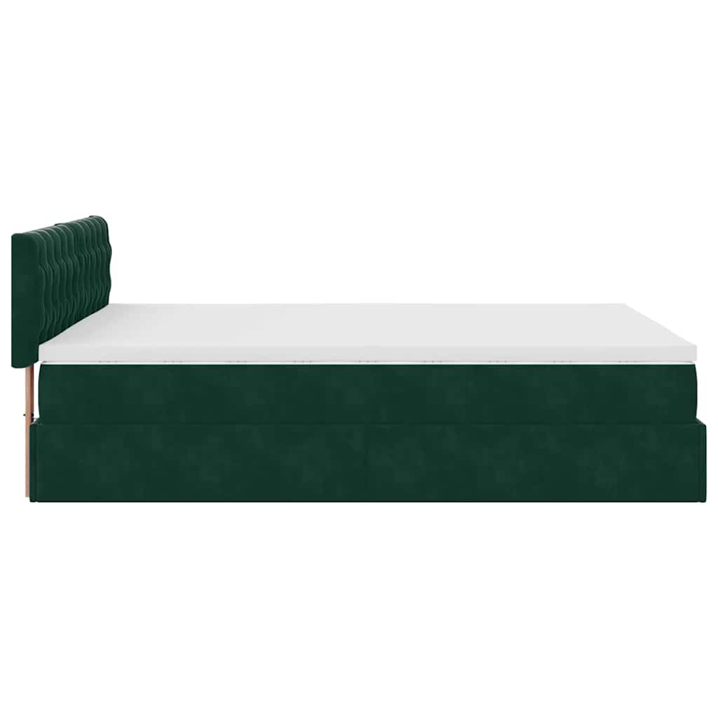 Ottoman Bed with Mattress Dark Green 140x190 Cm Velvet