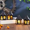 Spooky Table Centerpieces Halloween Pumpkin Lantern, Gothic House Shape LED Flickering Candle Light Plastic Decorative Lights for Party, Centerpieces,