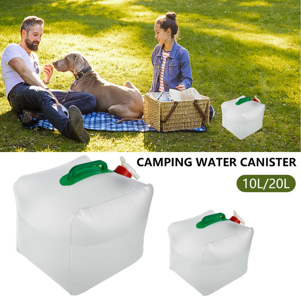 10L/20L Camping Water Canisters with Tap Foldable Drinking Water Tank PVC Water Storage Bag Water Bucket for Outdoor Camping BBQ