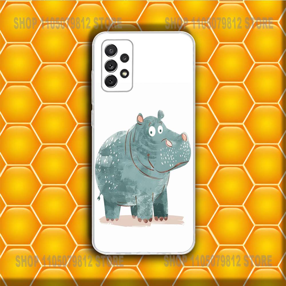 Cute Hippo Hippopotamus Phone Case Silicone For Samsung S30,23,21,22,20 FE lite,S10,9,PIus Note20ultra Soft Transparent