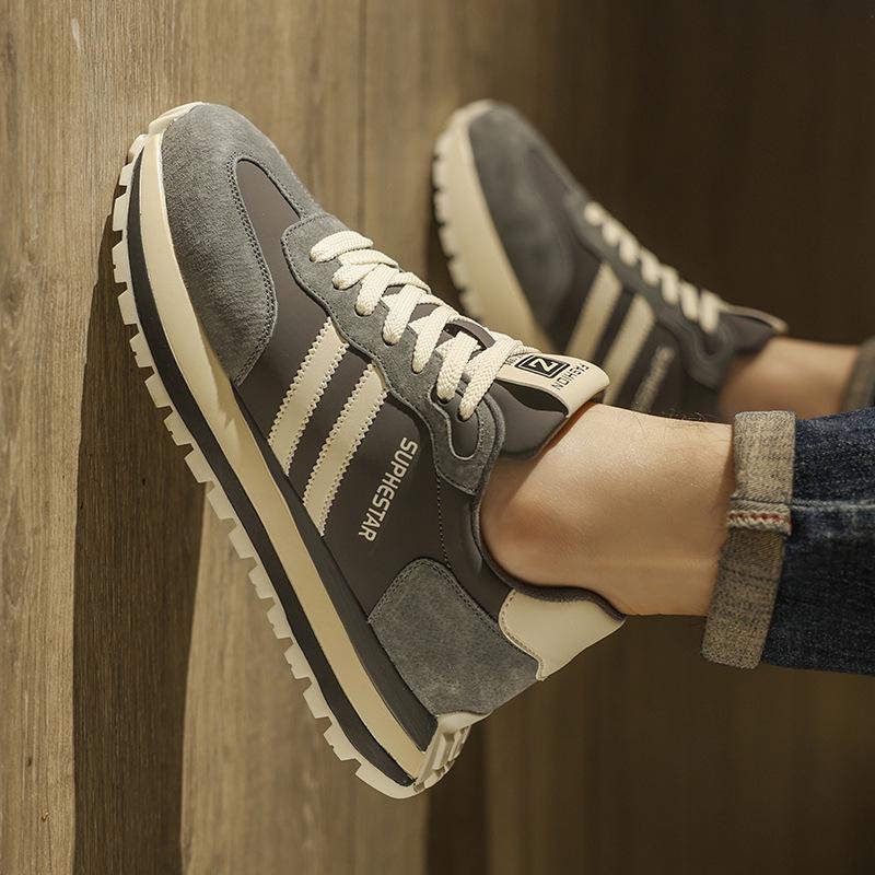 Putian Men's Thick-Soled Leather Sneakers - Trendy Autumn Running & Casual Shoes for Teens 