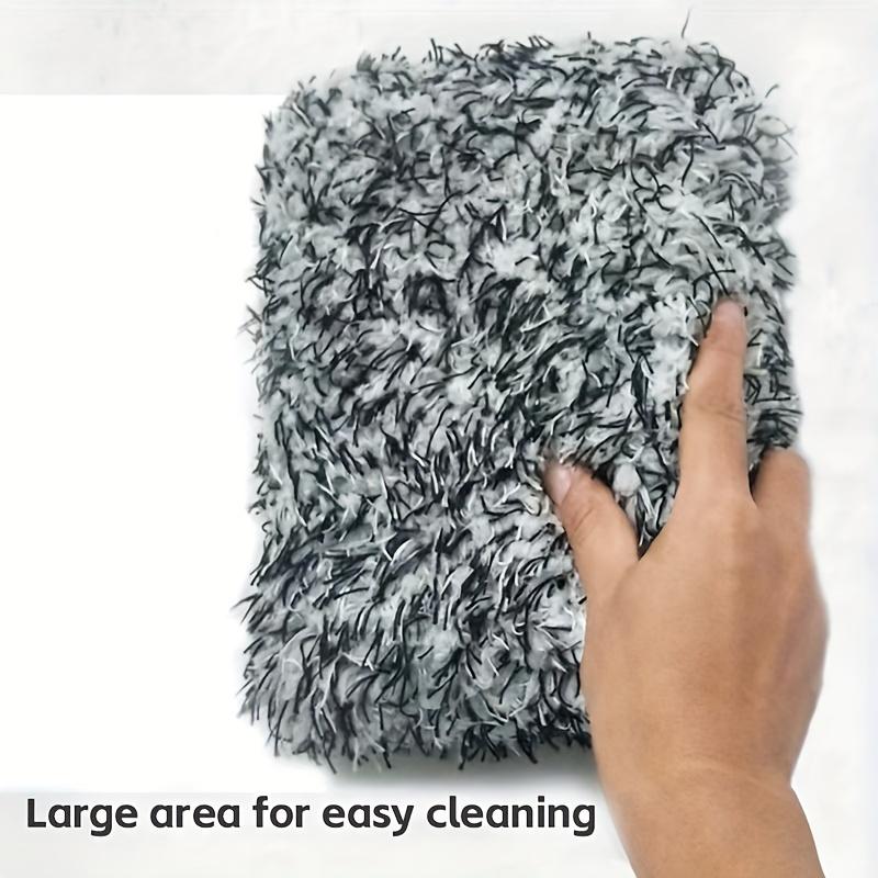 Built-in Block Long Plush Car Wash Sponge, Microfiber Cleaning Sponge Pad, Car Care and Beauty Tool, Highly Absorbent and Stain-Removing