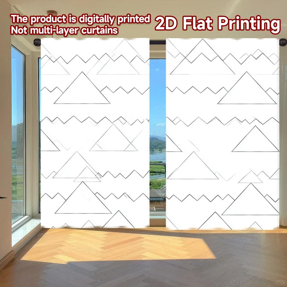

Sheer Flat Printing Curtains Without Rod Geometric White Bedding Design New Year Holiday Prints Curtain Set Of 2 Made Polyester Washable W100*H70(CM)-Rod Pocket&2PCS