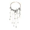 Exaggerated Multi Layer Tassel Necklace Rhinestone Pendant with Sun Moon Star Charm Boho Long Statement Jewelry for Women