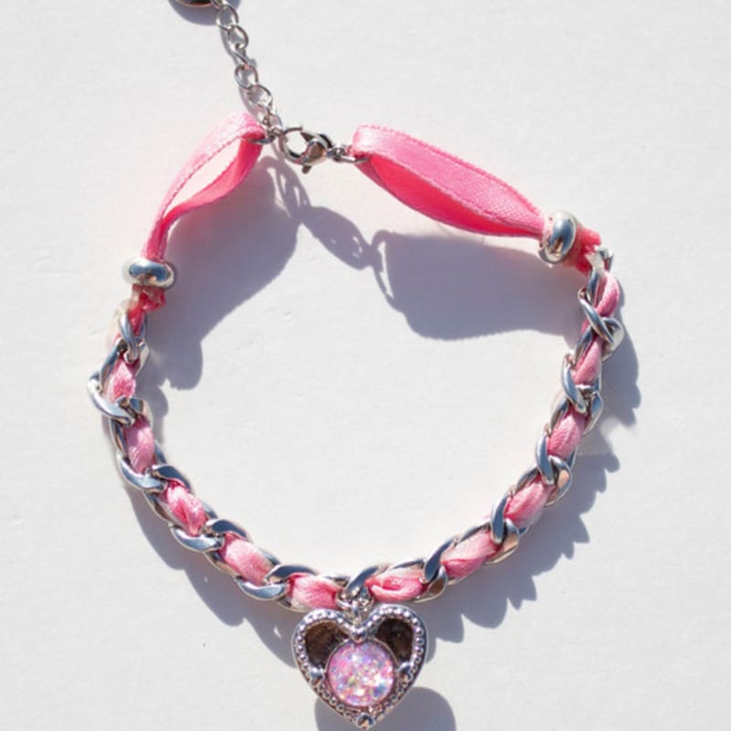 luvinball Heart Ribbon Chain Bracelet