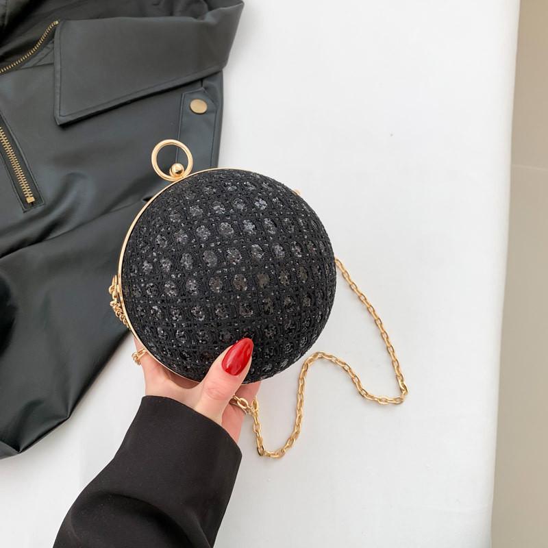 Черная Серебристая Белая Золотая Розовая Круглая Сумка с Модным Дизайном в Уличном Стиле чёрный