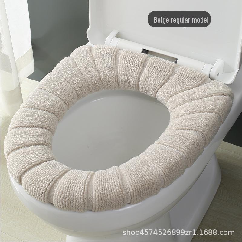 Pletený polštář na toaletní sedátko ve tvaru O s kresleným motivem - silný, pratelný potah