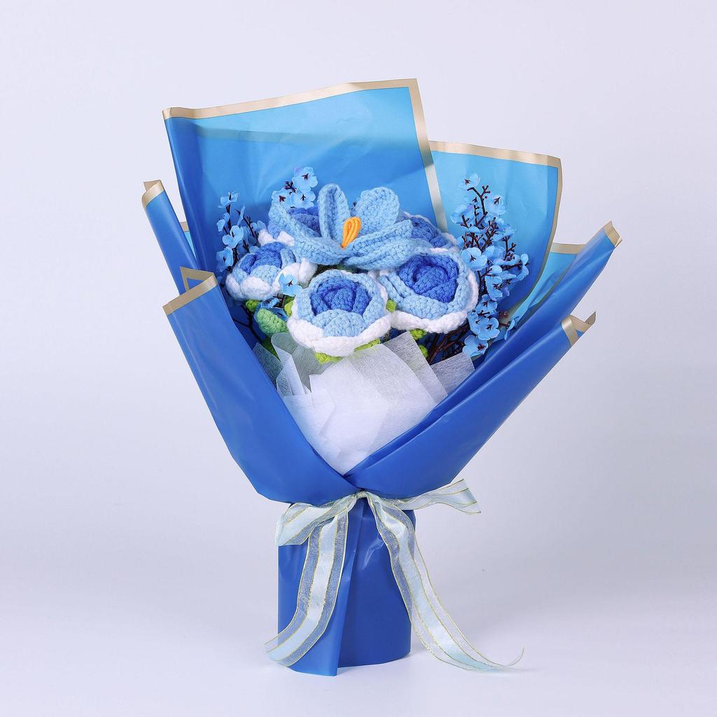 Hand-Knitted Rose Yarn Bouquet - Perfect Birthday or Festival Gift for Friends and Teachers
