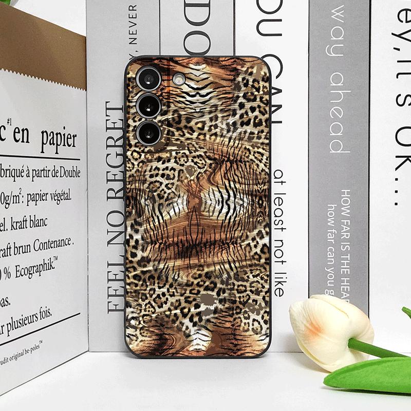 Vintage Art Palm Leaf Zebra Leopard Print Phone Case for Samsung Galaxy S26 S25 S24+ S23 Ultra S22 Plus S21 FE S20 5G Soft Cover