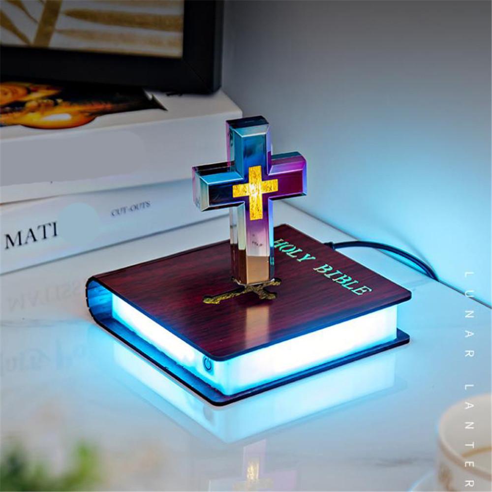 Magnetic Levitation Cross Bible Night Light for Room Home Decoration Desk Accessories Decor Novelty Gift