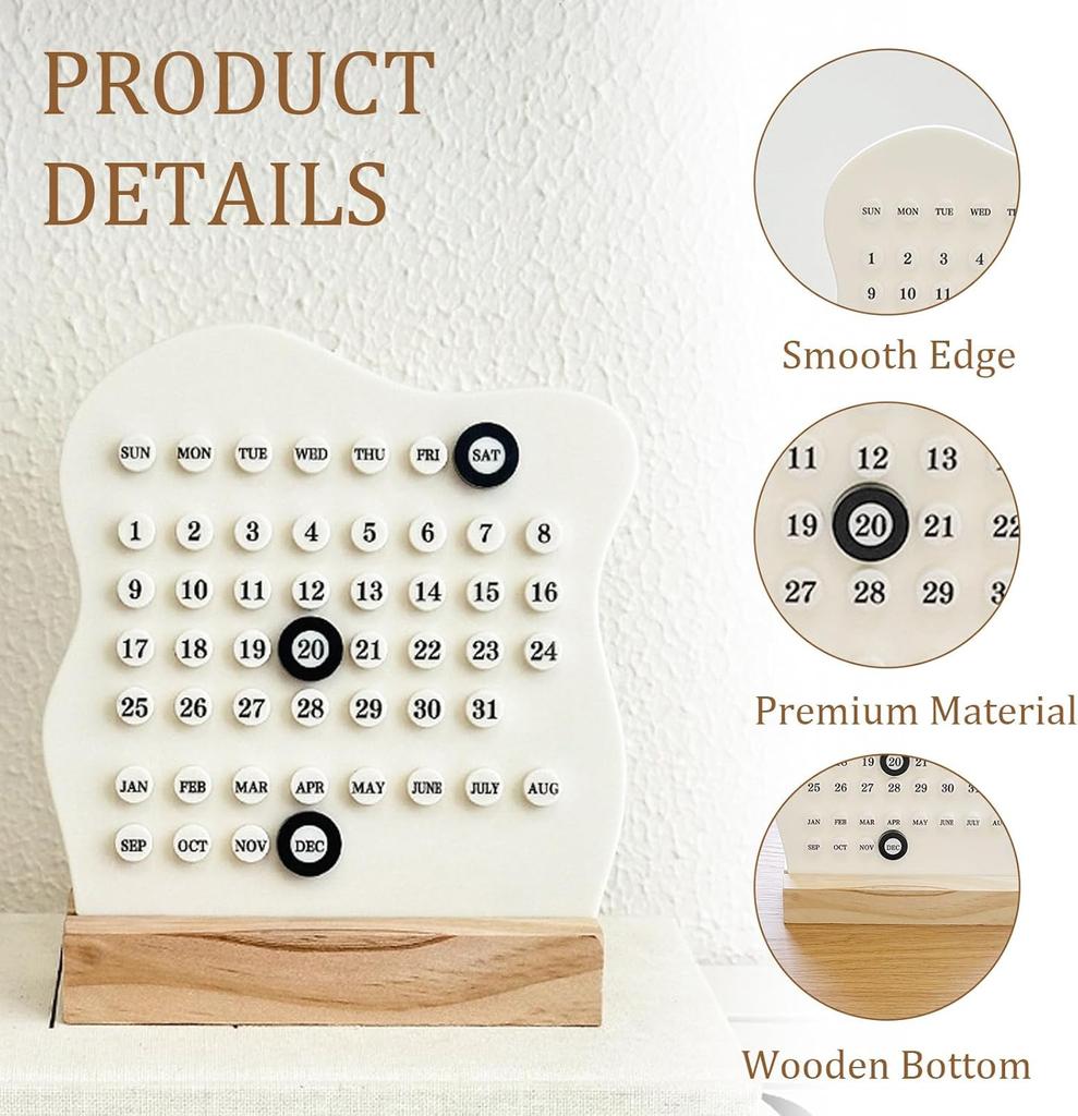 Kreativer manueller hölzerner Schreibtischkalender Verstellbarer Wochen-, Monats-, Datumsanzeige-Kalender Schreibtischverzierung Dekoration für das Aktivitätszimmer zu Hause