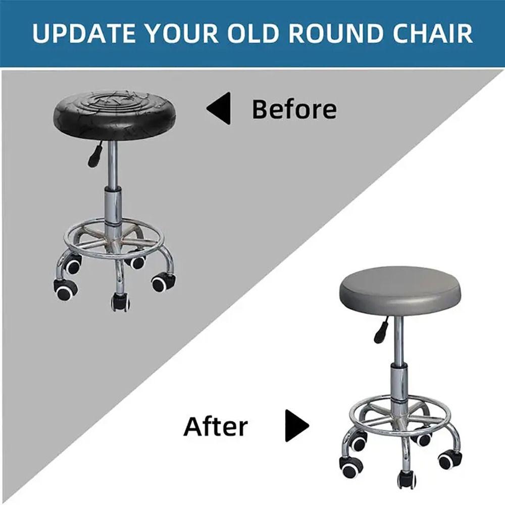 1Pcs PU Leather Chair Seat Cover with Elastic Bands Slipcover Round Chair Cover 28-40cm All Inclusive Stool Seat Cushion Cover